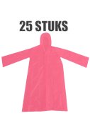 Rosa Einweg-Regenjacke für Kinder mit Druckknopfverschluss – 25 Stück