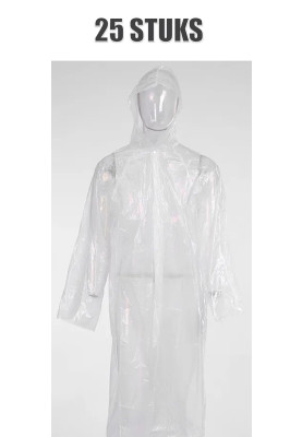 Transparent Einweg-Regenjacke für Kinder mit Druckknopfverschluss – 25 Stück