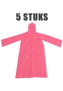 Rosa Einweg-Regenjacke für Kinder mit Druckknopfverschluss – 5 Stück