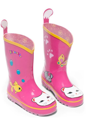 Rosa Kinder Gummistiefel Lucky Cat von Kidorable