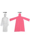 Rosa Einweg-Regenjacke für Kinder mit Druckknopfverschluss – 5 Stück