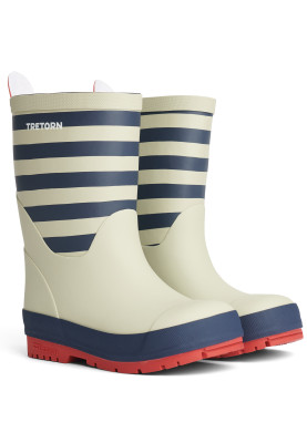 Sand / Blau gestreifte Kinderregenstiefel Gränna von Tretorn