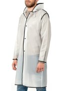 Semi-transparenter City Trench-Regenmantel mit schwarzer Borte von Perletti