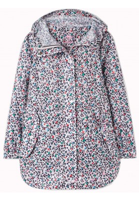 Silbergrau bedruckte Damenregenjacke Go Lightly von Joules