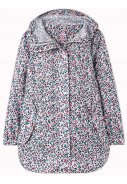 Silbergrau bedruckte Damenregenjacke Go Lightly von Joules