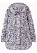 Silbergrau bedruckte Damenregenjacke Go Lightly von Joules 1