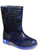 Blau/schwarze Kinderregenstiefel mit Ledlampen Lars