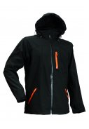 Lyngsøe Rainwear Softshelljacke schwarz mit orangen Reißverschlüssen