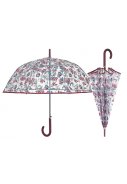 Transparenter automatischer Damen Regenschirm mit Blättermuster