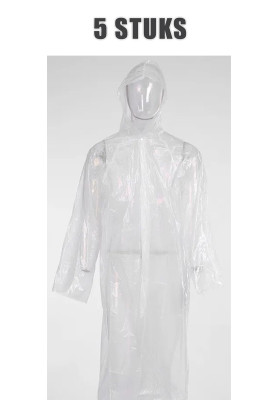 Transparent Einweg-Regenjacke für Kinder mit Druckknopfverschluss – 5 Stück
