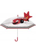 Durchsichtiger Kinderregenschirm Rennwagen von Playshoes 