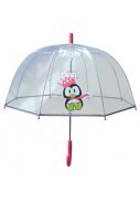 Durchsichtige Kuppelregenschirm rosa mit Pinguin von Smarti 1