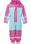 Türkis/rosa Regenoverall mit Fleece-Futter von Playshoes