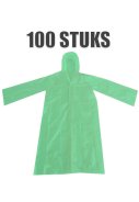 Einweg-Regenmantel mit Verschluss (grün) – 100 Stück