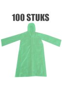 Einweg-Regenmantel mit Verschluss (grün) – 100 Stück