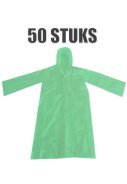 Einweg-Regenmantel mit Verschluss (grün) – 50 Stück