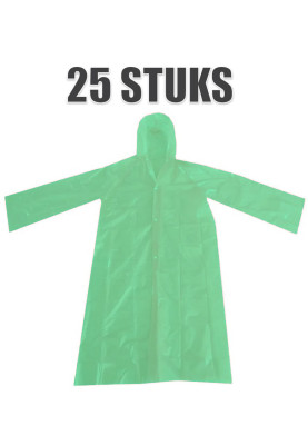 Einweg-Regenmantel mit Verschluss (grün) – 25 Stück