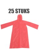 Einweg-Regenmantel mit Verschluss (rot) – 25 Stück