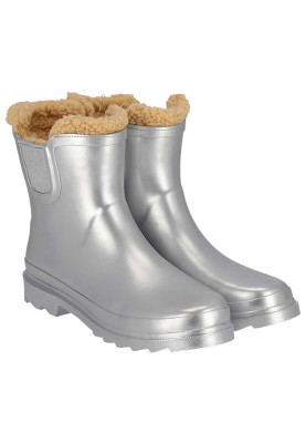 Silver Metallic gefütterte Chelsea Damen Gummiregenstiefel 