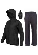 Schwarz / anthraziter Damen Regenanzug Stow and Go von Highlander  1