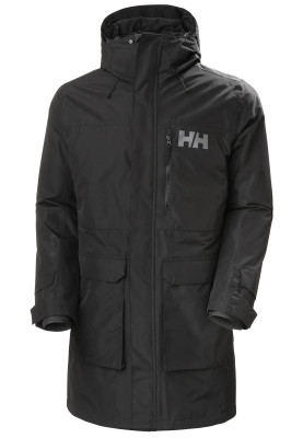 Schwarze gefütterte Herren-Regenjacke "Rigging Coat" von Helly Hansen