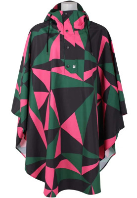 Zwart / grün / rosa Triangulate Regenponcho Danebodil von Danefae