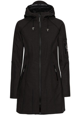 Schwarze Softshell-Regenjacke in Dreiviertellänge von Ilse Jacobsen