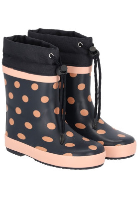 Dunkelblaue Kinder-Gummistiefel Blizzard von XQ Footwear mit Punkten