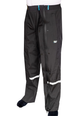 Schwarze Regenhose mit durchgehendem Reißverschluss von Hello Rain