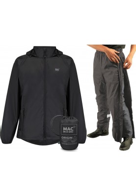 Schwarzer Regenanzug von Mac in a Sac (Hose mit langem Reißverschluss)