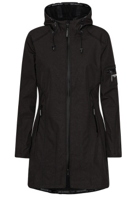 Schwarz Softshell-Regenjacke in Dreiviertellänge von Ilse Jacobsen
