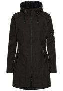 Schwarz Softshell-Regenjacke in Dreiviertellänge von Ilse Jacobsen